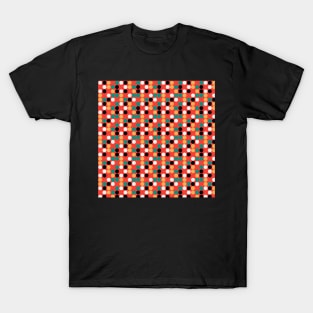 Retro Polka Dots Red Teal Gold Black White T-Shirt